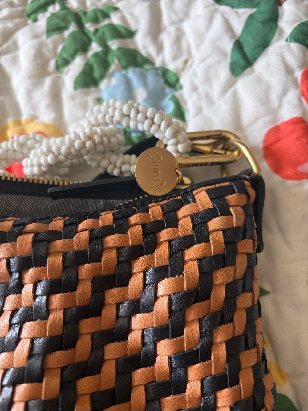 Clare V Moyen Messenger Bag with white shortie strap - Picture 8 of 12